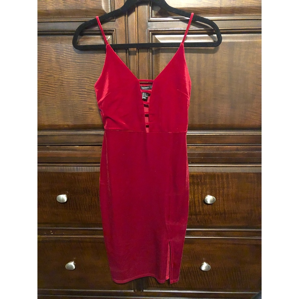 Red velvet dress